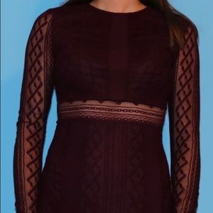 Maroon Long Sleeve Lace Dress From Windsor